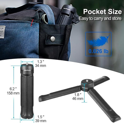 MINIFOCUS Camera Tripod, Desktop Tabletop Stand Compact Tripod with 1/4" Screw, Phone Tripod Stand for Gimbal Stabilizer Webcam Phone Holder Selfie Stick and All DSLR Cameras