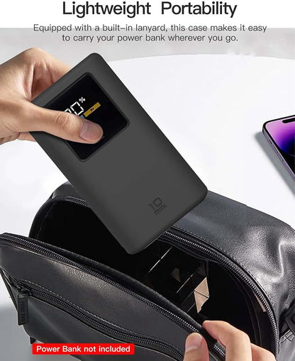 Silicone Case for CUKTECH 10 Mini Power Bank (10000mAh 55W) Full-Body Protective Cover for CUKTECH 10 Mini Portable Charger,Precise Port Cutouts (Case Only) Black