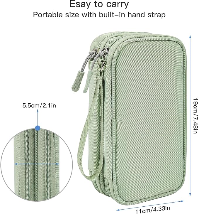 CAAORDKSO Cord Organizer Travrel Bag, Electronic Organizer Travel Case, Water Resistant Cable Organizer Pouch for Cable, Cord, USB, Charger, Phone, Power Bank, Earphone (Mint Green, Medium)