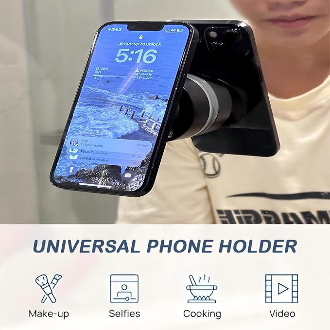 Metal Phone Stand for Desk, Universal Phone Holder with 360 Rotating Arm Foldable Retractable Stand Compatible with Magnetic and Android Phones, Office Accessories (A2)