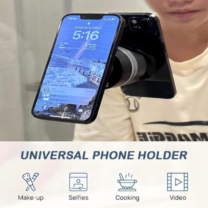 Metal Phone Stand for Desk, Universal Phone Holder with 360 Rotating Arm Foldable Retractable Stand Compatible with Magnetic and Android Phones, Office Accessories (A2)