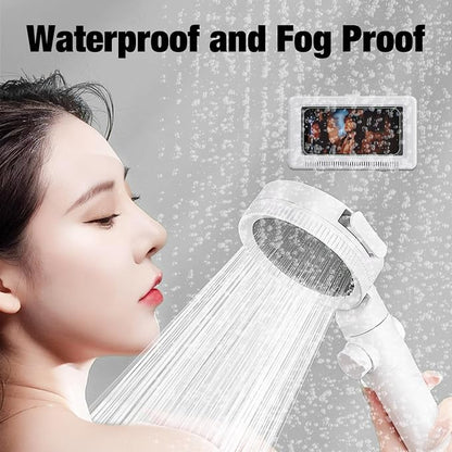 Waterproof Shower Phone Holder - Rotates and Adjustable Angle, Anti-Fog High Sensitivity Cover Mount Box for Smooth Wall Surfaces Where You Need Occasions,Compatible with 4" - 7" Cell Phones
