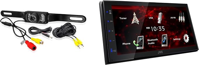 JVC KW-M180bt 6.8" Car Monitor iPhone Android Bluetooth Receiver USB/3 Pre-Outs Bundle with Backup Camera