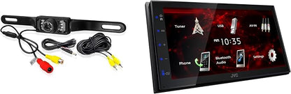 JVC KW-M180bt 6.8" Car Monitor iPhone Android Bluetooth Receiver USB/3 Pre-Outs Bundle with Backup Camera