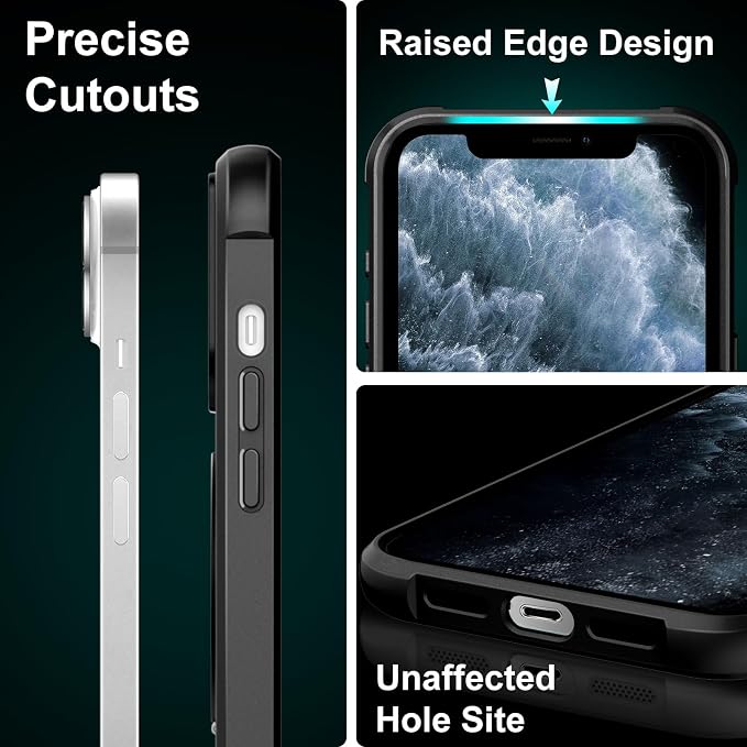 360° Magnetic Swivel Ring for iPhone 11 pro max case, Built-in Metal Stand and Ring Holder, Magsafe Compatible, Military Grade Protection, Shock Resistant - Black