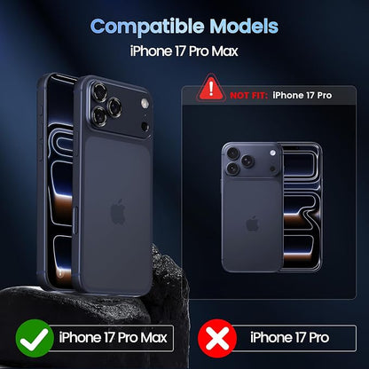 CACOE Camera Lens Protector for iPhone 17 Pro Max - Metal Frame Tempered Glass Cover, [Anti-Scratch] [Drop-Proof][Strong-Adhesion] Camera Screen Cover(Dark Blue)
