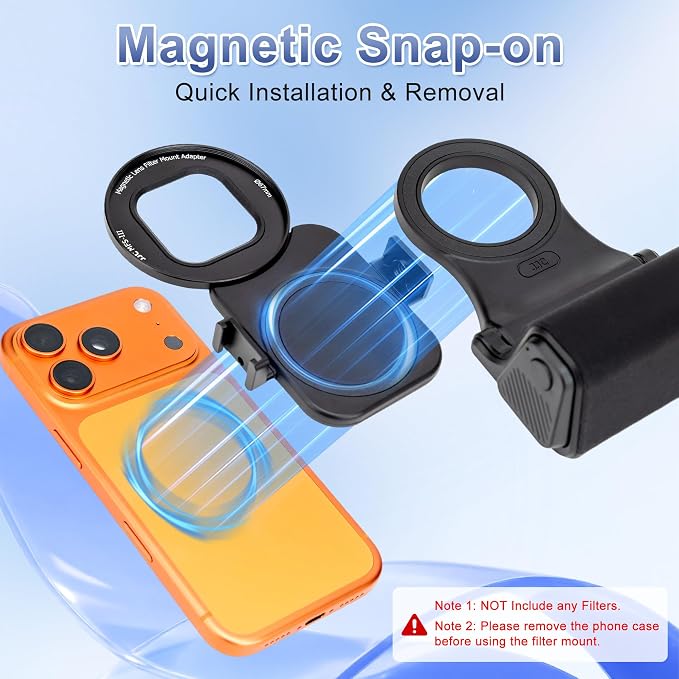 Upgraded 67mm Magnetic Phone Lens Filter Mount with Phone Camera Grip Kit for iPhone 17 Air 16 15 Pro Max,Filter Adapter Set w Cold Shoe & 1/4'' Hole Pull-Out to Fit Pro Max Plus(No Filters Include)