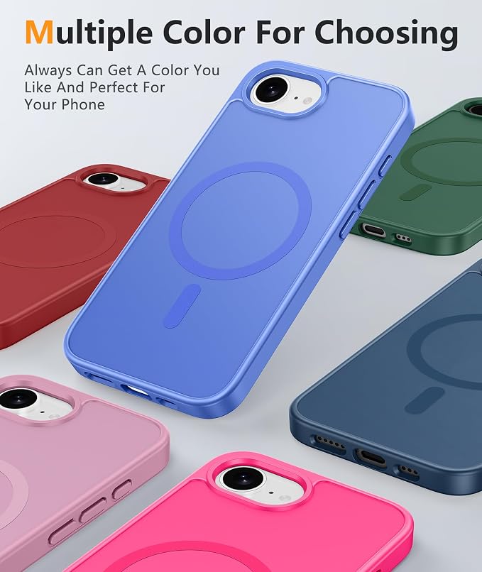 FNTCASE for iPhone 17e/ iPhone 16e Case, Fit for Magsafe, Screen Protector | Matte Magnetic Back, 14FT Military Grade Drop Protection, Shockproof Protective Phone Cover, Full Ultramarine
