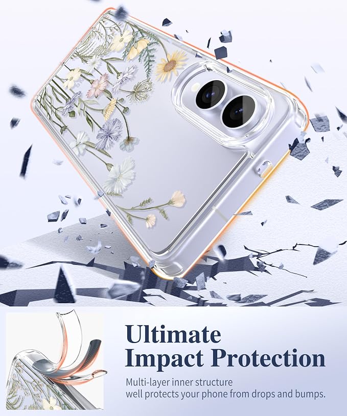 GVIEWIN for Samsung Galaxy S25 Edge Case, Clear Floral Shockproof Protective Women Phone Case, Non-Yellowing, Screen&Camera Lens Protector for Galaxy S25 Edge 6.7",Vibrant Spring