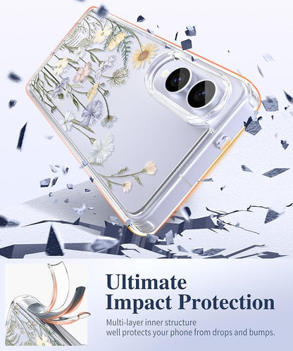 GVIEWIN for Samsung Galaxy S25 Edge Case, Clear Floral Shockproof Protective Women Phone Case, Non-Yellowing, Screen&Camera Lens Protector for Galaxy S25 Edge 6.7",Vibrant Spring