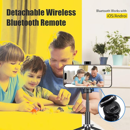 4-in-1 Magnetic Selfie Stick Tripod – 360° Rotation, Bluetooth Remote, Compact Travel Vlog Phone Holder for iPhone