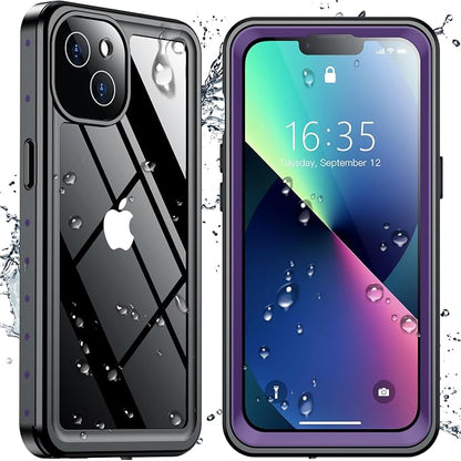 SPIDERCASE for iPhone 13 Case Waterproof, Built-in Lens & Screen Protector, Full Heavy Duty Protection, 12FT Military Shockproof, Dustproof, Anti-Scratched Phone Case,Purple