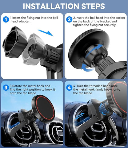 for Magsafe Car Phone Mount for Mercedes Benz A/B/C/E/V/G/Class & Audi A1/A3/A3, Air Vent Car Mount Magnetic Phone Holder Compatible with iPhone 17 Pro Max 16 15 14 13 12, Black