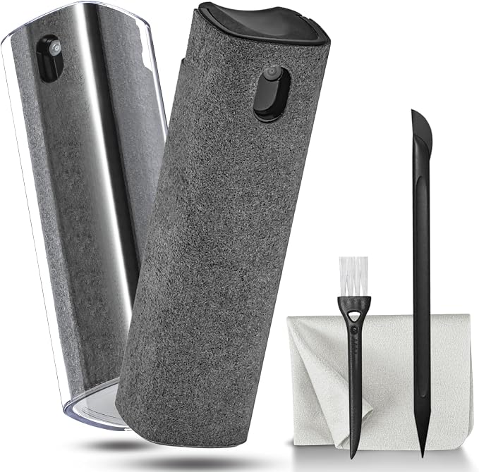 walrfid 2 Pack Computer Screen Cleaner, MacBook Screen Cleaner Spray and Wipe, Electronic Computer Laptop Cleaning Kit for iPad Pro, iPhone, Smartphone, Monitor, Car Display, Tablet, TV Screens, Grey