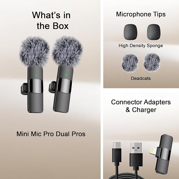 Mini Mic Pro - Professional Wireless Microphone for iPhone, iPad, Lavalier Microphone for Video Recording - iPhone Mic Crystal Clear Recording for Content Creators (iPhone 14 & Below)