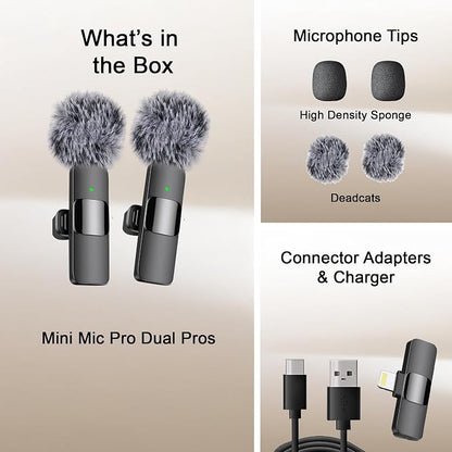 Mini Mic Pro - Professional Wireless Microphone for iPhone, iPad, Lavalier Microphone for Video Recording - iPhone Mic Crystal Clear Recording for Content Creators (iPhone 14 & Below)