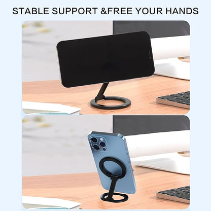 Magnetic Phone Ring Holder for MagSafe 360°Rotation Finger Grip Stand Adjustable Cellphone Kickstand Mag Safe Accessories for iPhone 16/15/14/13/12 Series Black