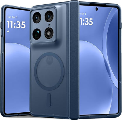 FNTCASE for Motorola Razr Fold Case, Fit for Magsafe, Hinge Protection Blue | Translucent Matte, 18FT Military Grade Drop Proof, Protective Phone Cover, Blue