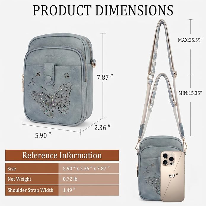 KITEVIUN Crossbody Bags for Women Leather Crossbody Purse Small Shoulder Phone Purse with Adjustable Strap & RFID Card Slots