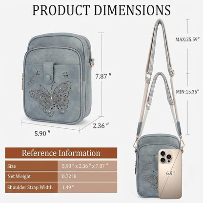 KITEVIUN Crossbody Bags for Women Leather Crossbody Purse Small Shoulder Phone Purse with Adjustable Strap & RFID Card Slots