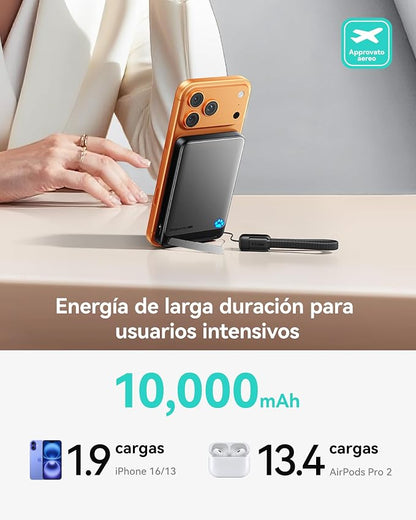 INIU for Magsafe Power Bank, Pretty Pink Slimmest 10000mAh 15W Magnetic Power Bank, 45W Fast Charging with Attached USB C Cable & Kickstand, Battery Pack for iPhone 17 16 15, Gift Idea for Family