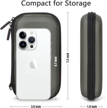 Dustproof Carrying Case Electronic Accessories Cable Organizer - Portable Small Travel Charger Case Power Bank Phone Pouch - Double Zippers Wallet Hard EVA Storage Carry Bag - Silver Grey