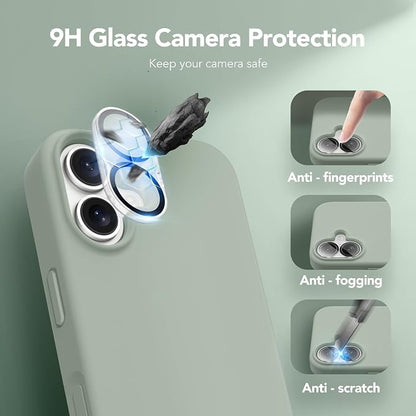 GONEZ Magnetic for iPhone 17 Case, Compatible with MagSafe, [Screen Protector + Camera Lens Protector], Liquid Silicone Anti-Scratch Shockproof Protective Phone Case 6.3 inch, Light Green