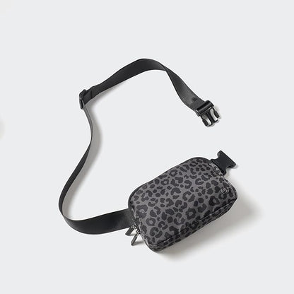 Pander Two Way Zipper Fanny Pack Nylon Everywhere Belt Bag for Women, Water Repellent Waist Packs, Crossbody Bags with Adjustable Strap (Grey Leopard)