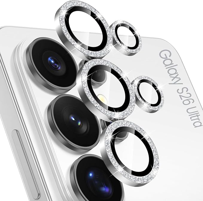 Tensea (3+2PCS Compatible with Samsung Galaxy S26 Ultra Camera Lens Protector, 9H Tempered Glass Camera Cover Screen Protector Metal Individual Ring [Installation Tray][Case Friendly]