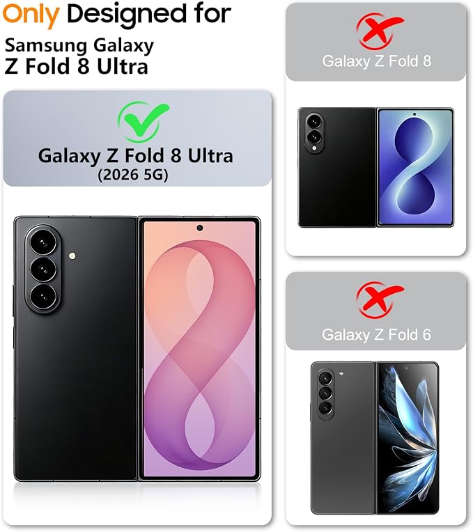 SPIDERCASE Magnetic for Samsung Galaxy Z Fold 8 Ultra Case,Built-in [Screen Protector] [Hinge Protection] [Kickstand] Full Body Protective Phone Case for Z Fold 8 Ultra - Black