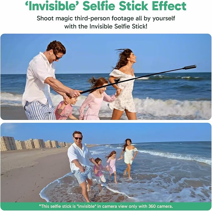 AKASO 47.2"/120cm Invisible Selfie Stick - Aluminum Alloy Invisible Pole for Insta360 X5/4/3, DJI Osmo 360, GoPro Hero 13/12/11, AKASO 360/EK7000/EK7000 Pro, Brave 4/4 Pro, Brave 7/7 LE Action Camera