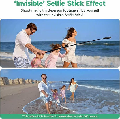 AKASO 47.2"/120cm Invisible Selfie Stick - Aluminum Alloy Invisible Pole for Insta360 X5/4/3, DJI Osmo 360, GoPro Hero 13/12/11, AKASO 360/EK7000/EK7000 Pro, Brave 4/4 Pro, Brave 7/7 LE Action Camera