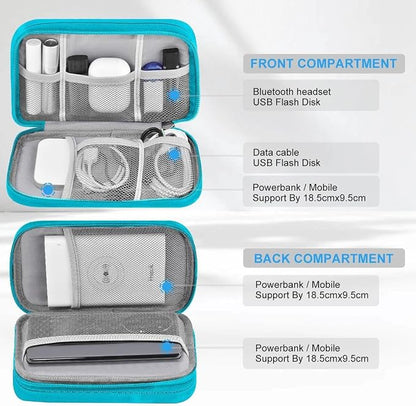 ZINMARK Portable Cable Organizer Case,Travel Pouch with Double-Layer Storage for Cables,Chargers,Earbuds & Phone,Gray Blue