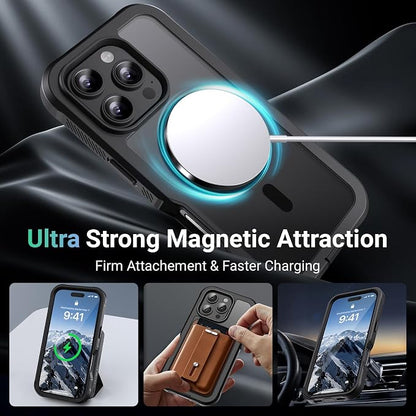 jaroco Magnetic for iPhone 16 Pro Case, [Compatible with MagSafe][Military Grade Drop Protection][Heavy Duty Protection][Non-Slip][Shockproof] 2-Layer Durable Bumper Phone Case 6.3''-Black