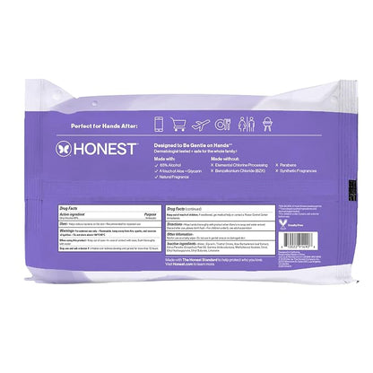 The Honest Company Lavender Sanitizing Wipes, Kills 99.99% of Germs, Safe for All Hands, Antibacterial, Dermatologist Tested, 50 Count