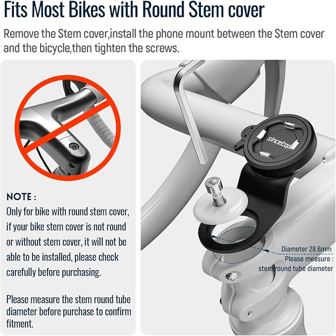 Bike Phone Mount,Mountain Bicycle Stem Cell Phone Holder,Universal Aluminum Handlebar Phone Clamp,MTB Road Bike Cycling Mobile Phone Clip,Quick Attach/Release 【Series C-2nd Gen】