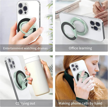 RESPECTED BRO-Magnetic-Phone-Ring-Holder with Dual Rings, Compatible with iPhone 17/16/15/14/13/12, Multifunctional Stand for Office, Gym, Kitchen & All Metal Surfaces, Finger Loop Grip (Light Green)