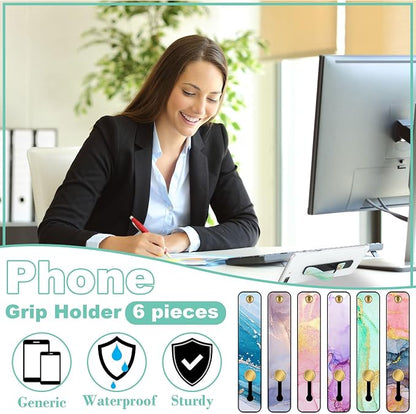 Weewooday 6 Pieces Phone Grip Holder Cell Phone Grip Strap Telescopic Finger Strap Stand Universal Finger Kickstand for Most Smartphones(Bright Marble)