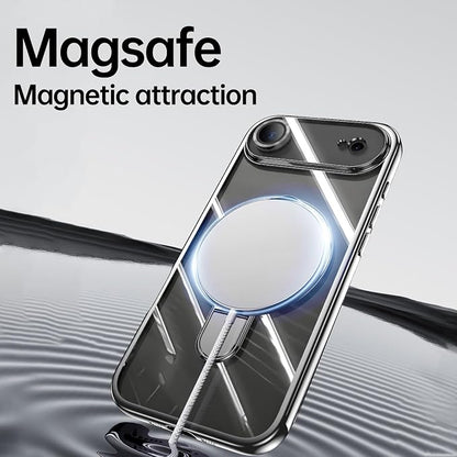 LXK Magnetic Invisible Stand for iPhone 17 Air Case 6.5" Compatible with MagSafe, Military-Grade Protection, with Camera Protector, Clear Scratch-Resistant Back Cover for iPhone 17 Air - Cloud White