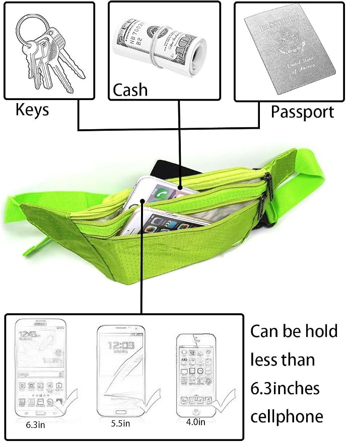 JBYDLIFE Waist Pack Bag Ultrathin Hide Purse Outdoor Sports Jogging Travel Runner Belt with Credit Card Protector Slots Green