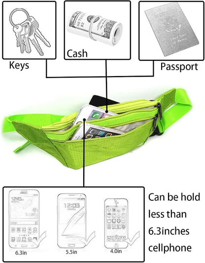 JBYDLIFE Waist Pack Bag Ultrathin Hide Purse Outdoor Sports Jogging Travel Runner Belt with Credit Card Protector Slots Green