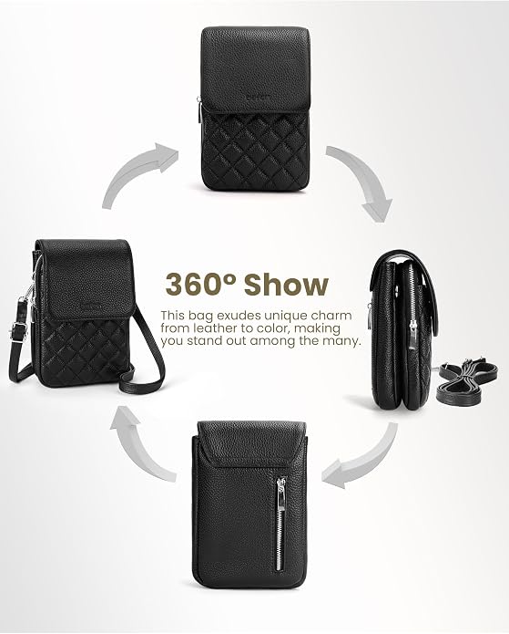 befen Genuine Leather Small Crossbody Bags for Women, Cell Phone Cross body Purse Bag with RFID Blocking Card Slots