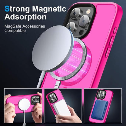 Strong Magnetic for iPhone 16 Pro Max case [10Ft Military-Grade Protection] Compatible with fit MagSafe Shockproof Slim Thin Cover case for iPhone 16 Pro Max 6.9 inch, Pink