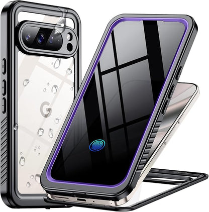 Temdan for Google Pixel 10 Pro Case Waterproof,Built-in Lens & Screen Protector[Full Body Shockproof][Military Dropproof][Dustproof][IP68 Underwater]Protective Cover for Pixel 10 Pro 6.3”-Purple/Clear