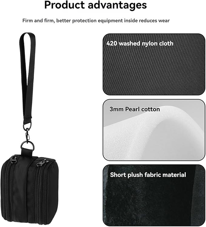 Travel Carrying Case for Anker MagGo Power Bank, Magnetic Portable Charger Protective Case Cover Storage Bag with Two-Layer Pockets for Charging Cable, Adapter and Accessories Black