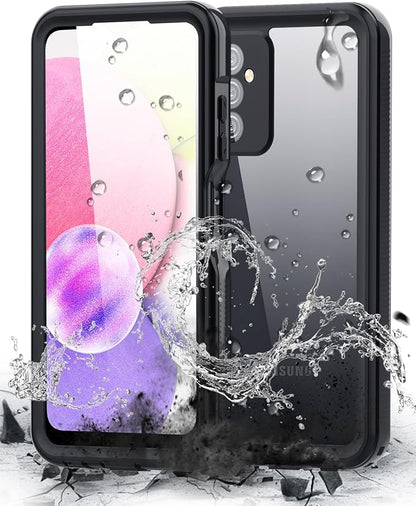 Hualele Galaxy A25 5G Case Waterproof, Built in Lens & Screen Protector Rugged Full Body Heavy Duty Protective Shockproof IP68 Underwater Case for Samsung Galaxy A25 Black