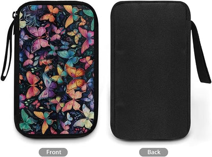 Colorful Butterfly Print Electronic Organizer Pouch Bag, Travel Cable Organizer Bag Multifunctional Case for Cable, Cord, Charger, Hard Drive, Earphone