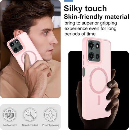 For Motorola Moto G 2025/2026 Case & Moto G PIay 2026 Case[Compatible with Magsafe] Translucent Matte Magnetic,Slim Thin Duty Shockproof with Screen Protector for Moto G 5g 2025/2026 & GPIay 2026-Pink