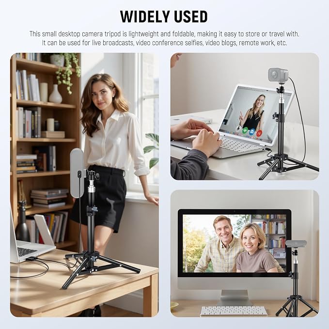 NEEWER Webcam Stand Tripod for Desk, Mini Desktop Tripod with Cell Holder Compatible with Logitech Anker Emeet Webcam Ring Light for Video Recording Live Streaming Zoom Call, ST45B