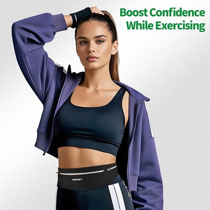 Slim Running Belt Fanny Pack for Men Women, Running Phone Holder, Waist Pack Runners Bag Money Belt with 3 Separate Zipper Pouch to Store Your Phone Key Money Safe, Waist Bag-Black